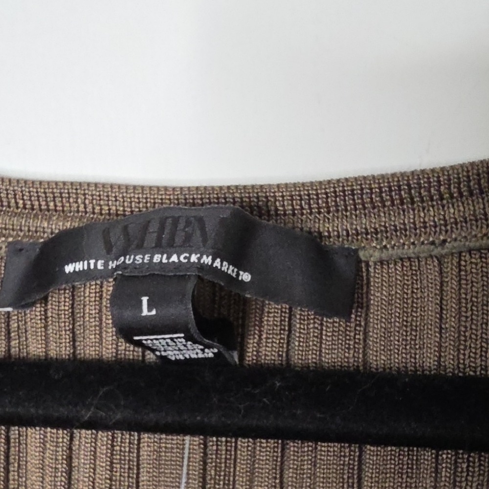 White House Black Market Olive Ribbed V-Neck Tank - Picture 3 of 4